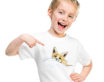 T-shirt Fox pour les enfants de 7 à 15 ans / T-shirt avec dessin de renard / Chemise d'illustration Cute Fox