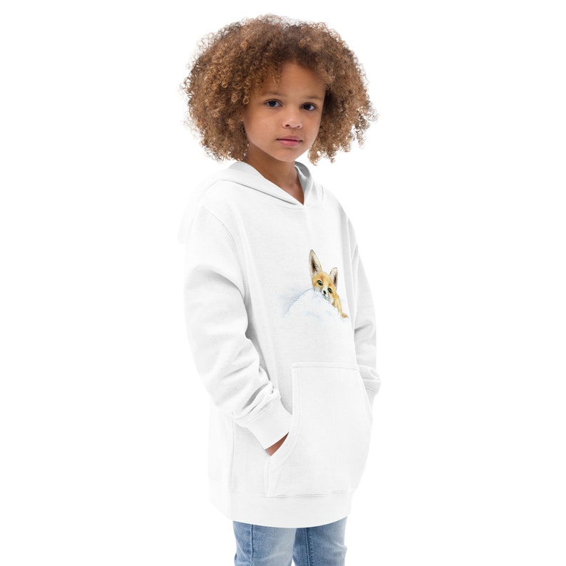 Fox hoodie for age 6-15 / Kids hoodie with fox drawing / Fox sweatshirt image 8