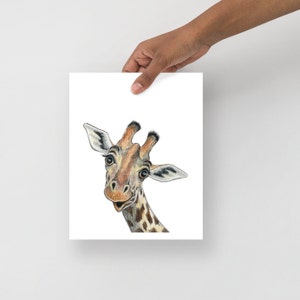 Funny Giraffe painting / Colored pencil art print / Giraffe nursery decor / Baby room pictures 8×10 inches