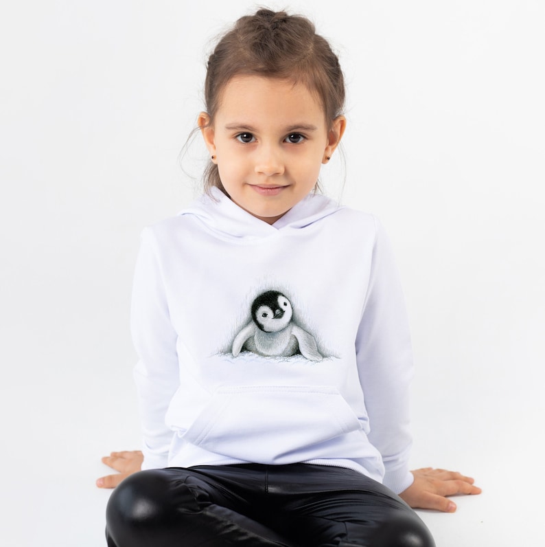 Penguin Kids Hoodie for age 6-15 / Penguin gift / Penguin shirt / Artic animals kids clothes image 1