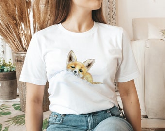 Fox Tshirt / T-shirt with fox drawing / Fox T shirt / Shirt with fox illustration