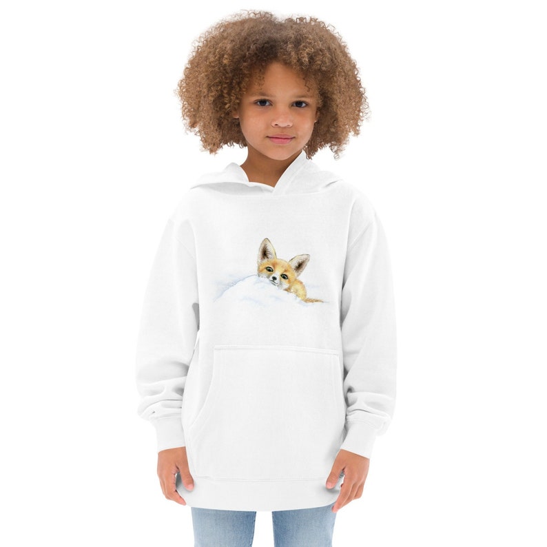 Fox hoodie for age 6-15 / Kids hoodie with fox drawing / Fox sweatshirt image 6