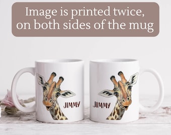 Personalized Giraffe mug / Customized mug with giraffe painting / Personalized kids mug