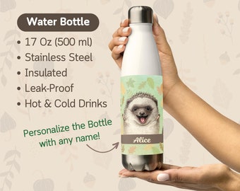 Personalized Kids Water Bottle, Hedgehog gifts, Stainless steel water bottle, Insulated water bottle, Personalized thermos
