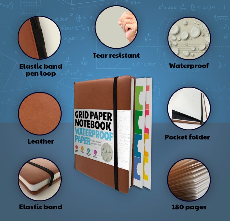 Thynku Waterproof Graph Paper Notebook Grid Notebook Etsy