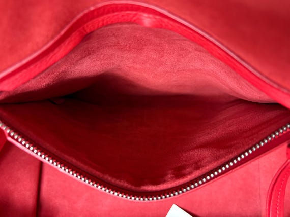 Authentic Celine Phantom Leather Red Handbag Lugg… - image 11