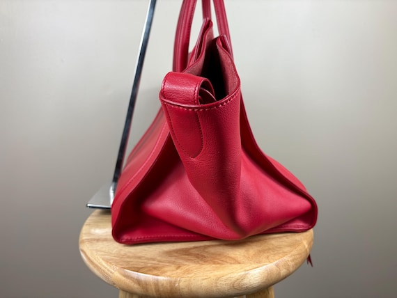 Authentic Celine Phantom Leather Red Handbag Lugg… - image 3