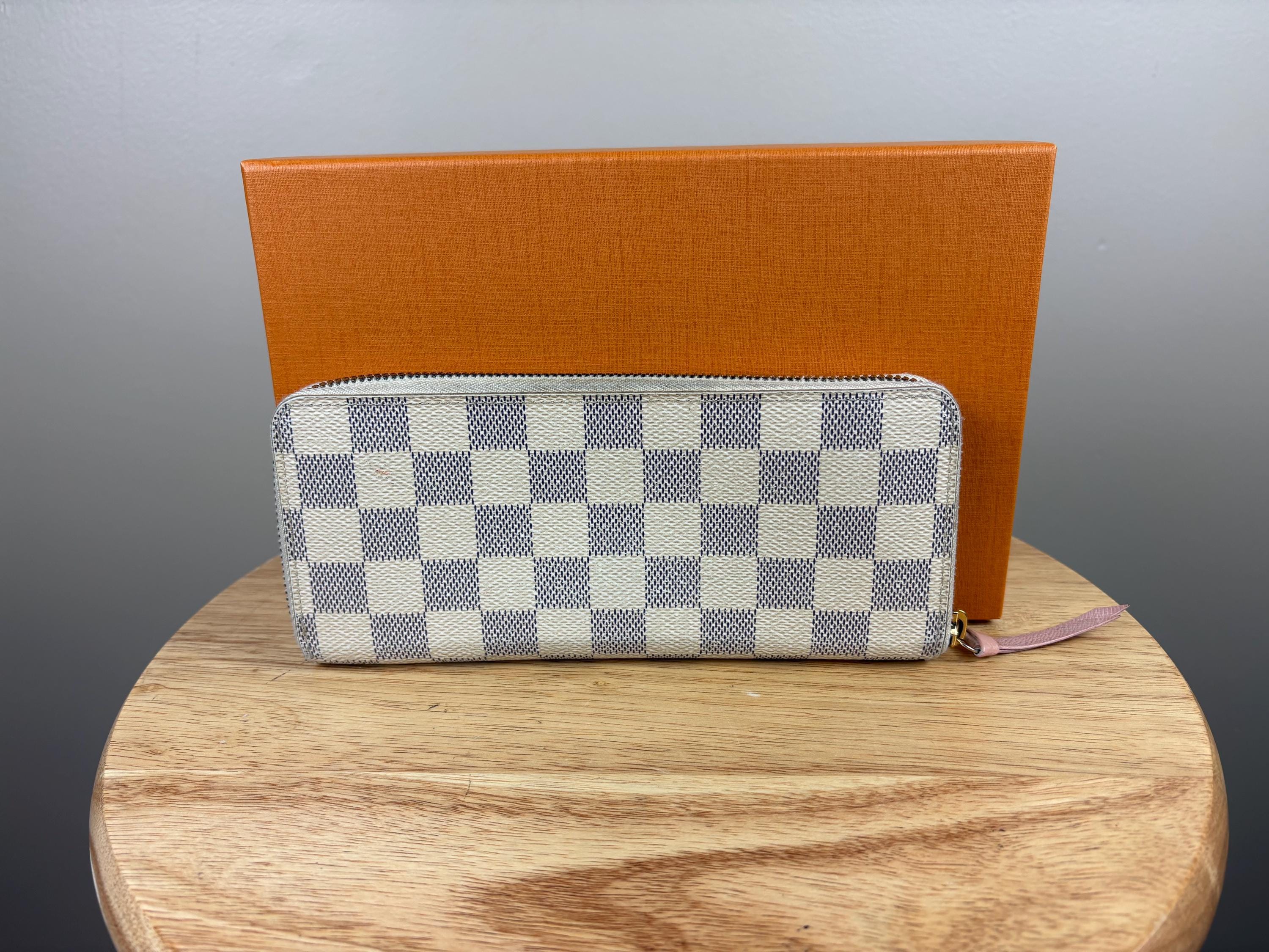 Authentic Louis Vuitton Damier Azur Clemence Zip Around Wallet W