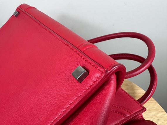 Authentic Celine Phantom Leather Red Handbag Lugg… - image 6