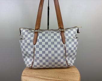Authentic Louis Vuitton Totally MM Damier Azur Shoulder Handbag