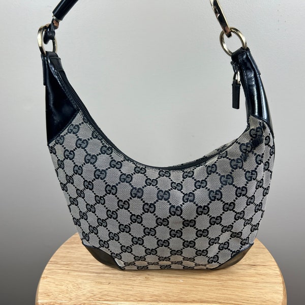 Authentic Gucci GG Canvas Shoulder Bag Black