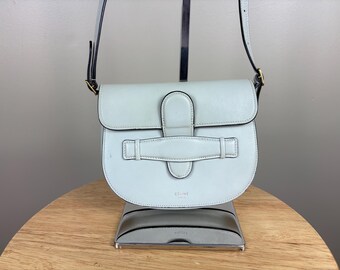 Authentic Celine Mini Symmetrical Crossbody Bag White Leather