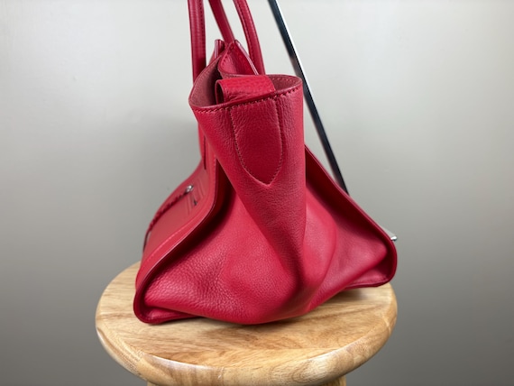Authentic Celine Phantom Leather Red Handbag Lugg… - image 4