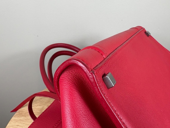 Authentic Celine Phantom Leather Red Handbag Lugg… - image 7