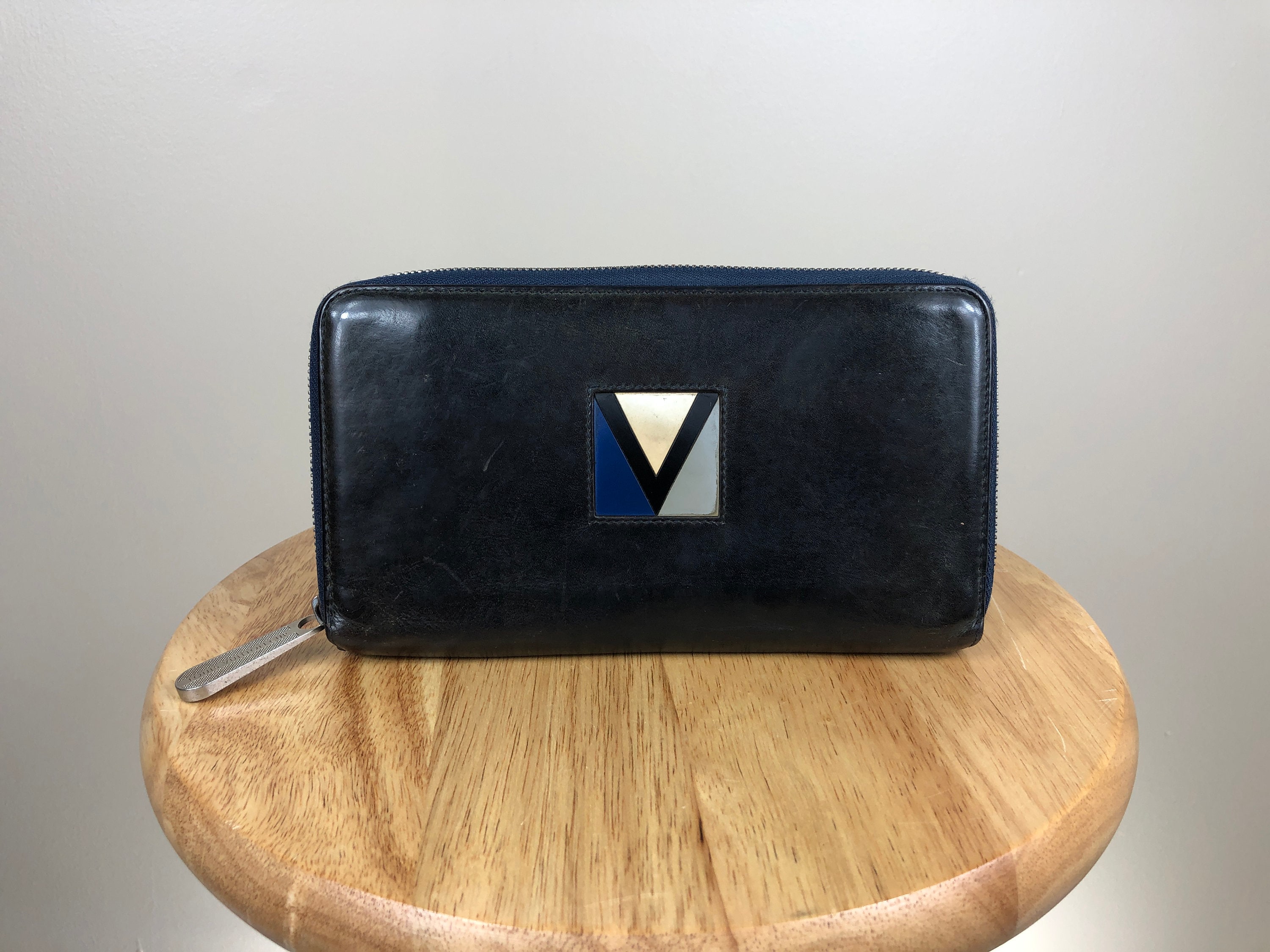 Louis Vuitton Zippy Organizer Upsidedown Monogram Ink Extra Large Wallet  999888 Blue Coated Canvas Clutch, Louis Vuitton