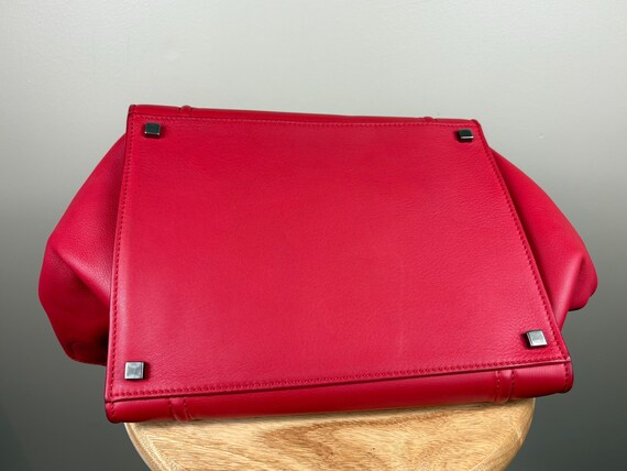Authentic Celine Phantom Leather Red Handbag Lugg… - image 5