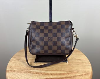 Authentic Louis Vuitton Damier Ebene Trousse Clutch Monogram Bag w/ Strap