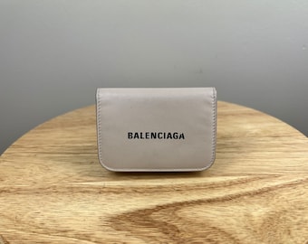 Authentic Balenciaga Compact Leather Wallet Off White