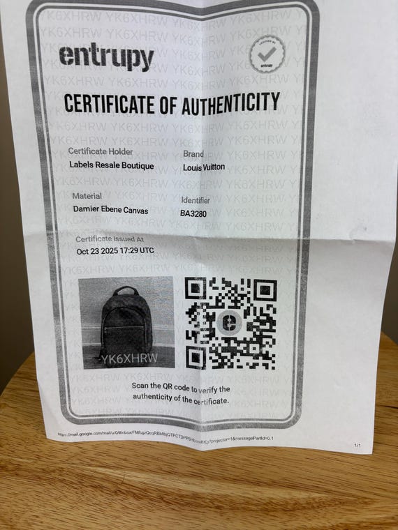 louis vuitton backpack barcode Authentic Louis Vuitton Michael Damier Graphite Backpack W/ COA