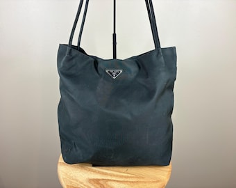 Authentic Prada Tessuto Black Nylon Tote Shoulder Bag