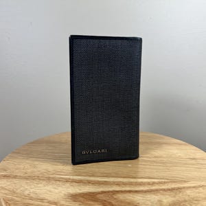 Auténtica cartera larga de lona gris Bvlgari
