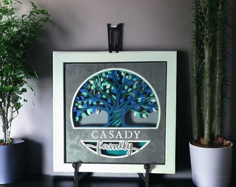 Personalized Layered Family Tree, 3D Paper Art, Paper Art, Wedding Gift, Housewarming Gift, Home Decor, Personalized Art, Framed Wall Art