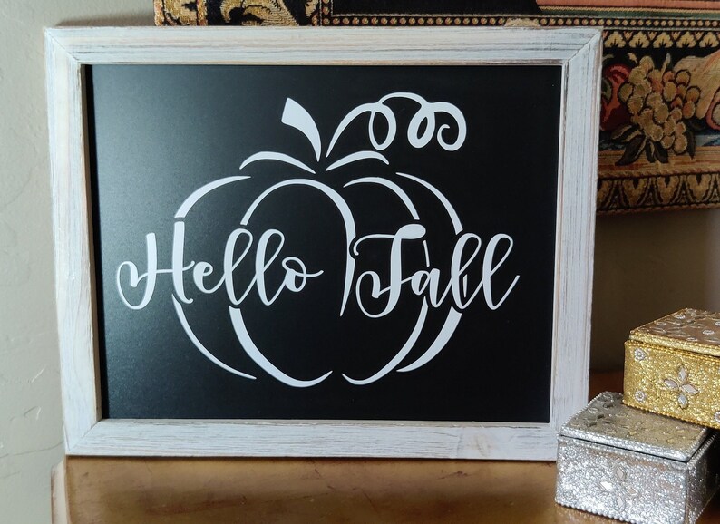 Fall Farmhouse Sign, Hello Fall Farmhouse Sign, Galvanized Metal Home Decor, Hello Fall Sign, Fall Farmhouse Sign, Fall Decor, Autumn Decor image 1