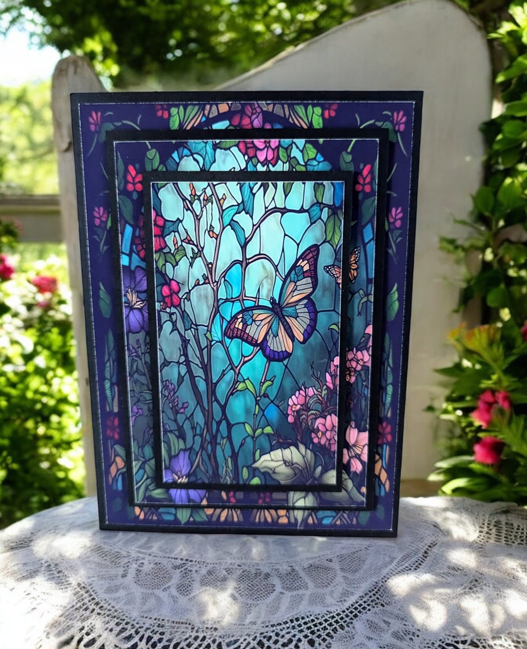 Stained Glass Look Greeting Card, Handmade Butterfly Greeting Card ...