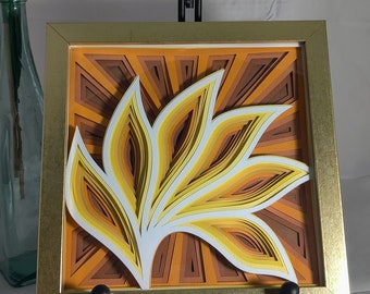 3D Layered Flower Mandala, Shadowbox Art, Layered Art, Framed Wall Art, 3D Paper Art, Paper Art