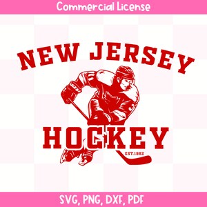 Vintage New Jersey Hockey SVG, Devils Hockey Sweater, Retro New Jersey Ice Hockey Camiseta, Devils Camiseta, Png Pdf Dxf, Archivo de corte