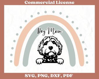 Dog Mom Doodle SVG, Boho Rainbow, Fur Mom (png, dxf, pdf)