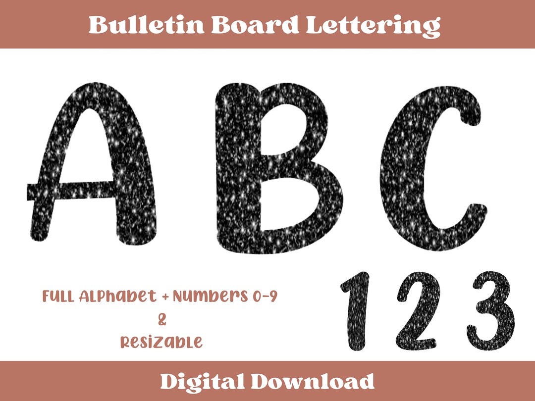 Glitter Bulletin Board Letters Numbers and Punctuation Etsy
