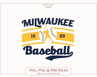 Vintage Milwaukee Brewers Baseball SVG, Retro Game Day Design (PNG, PDF)