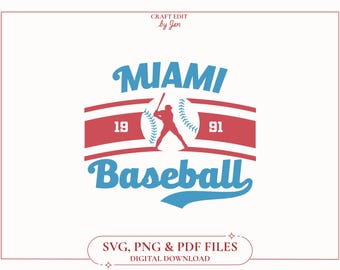 Vintage Miami Baseball SVG, Retro Marlins Design (Cricut, Sublimation)