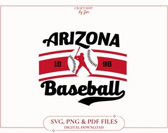 Vintage Arizona Baseball Design, Retro Shirt Sublimation (svg, png, dxf, pdf)
