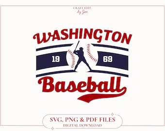 Vintage Washington Baseball SVG, Game Day Shirt, Cricut File (Digital Download)