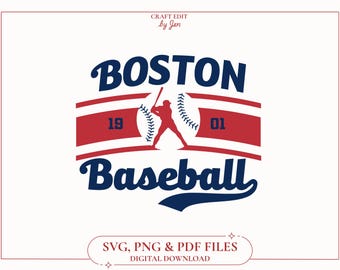 Vintage Boston Red Sox Baseball SVG, Retro Design (Digital Files)
