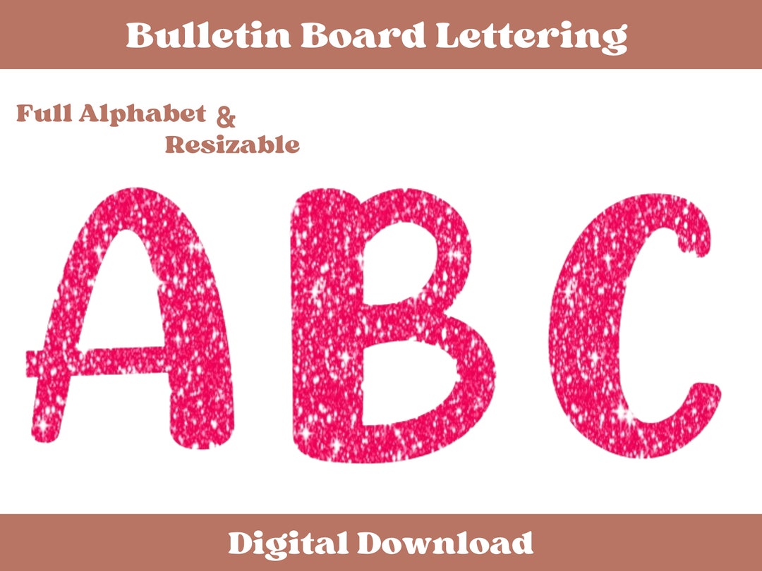 Glitter Bulletin Board Letters, Retro Classroom Decor, AZ Bulletin