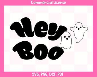 Hey Boo Ghost SVG, Halloween Cut File (pdf, png, dxf)