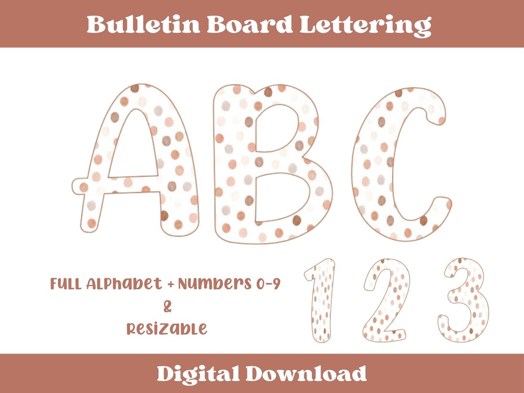 Boho Bulletin Board Letters Numbers and Punctuation Neutral Etsy