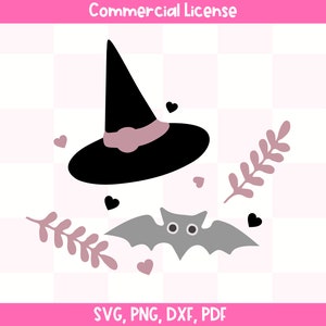 Retro Halloween SVG-bundel, schattig vleermuisontwerp, roze Halloween-ontwerpen, Spooky Vibes, Cricut en silhouet, Png-sublimatieontwerp,
