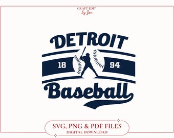 Vintage Detroit Baseball SVG, Retro Tigers Shirt (Cutting Machine File)