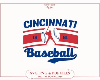 Vintage Cincinnati Baseball SVG, Retro Reds Design (Digital Files)