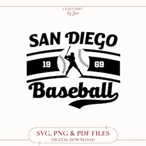 Arquivo SVG vintage de beisebol de San Diego, design de camisa dos Padres (arquivos digitais)