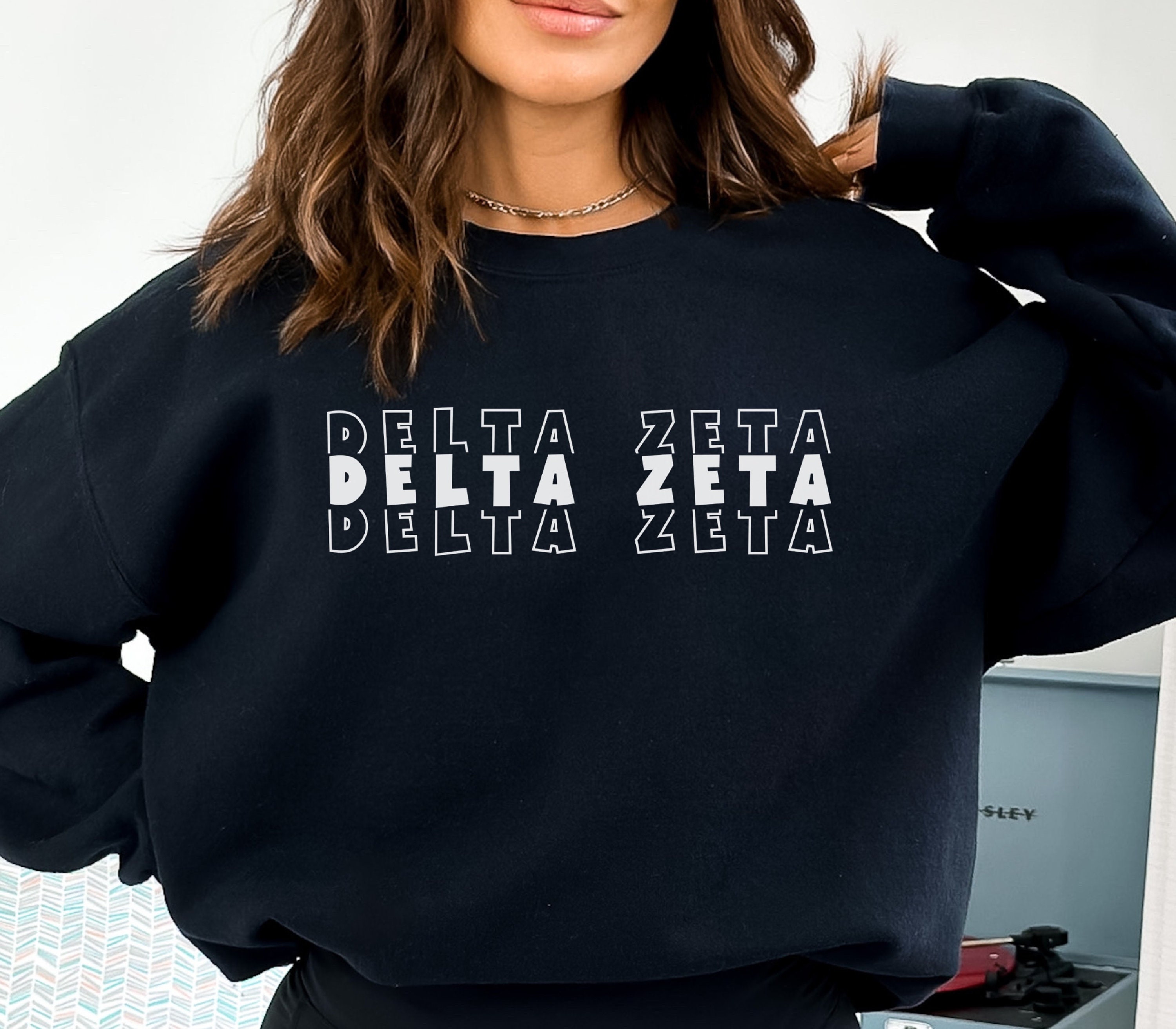 Delta Zeta Black Letter Hoodie - Emerson Coast