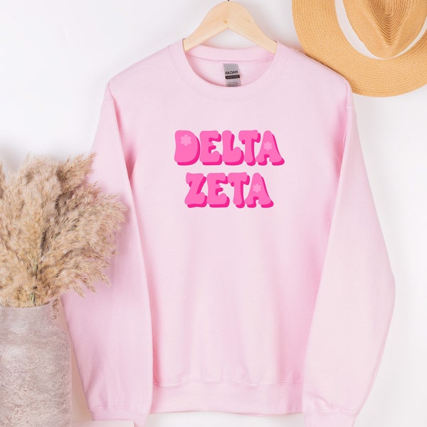 Custom Sorority SweatShirt/ Sorority Bubble Letter / Sorority Gift/Trendy Pullover / Crewneck  Pink Sweatshirt Light Pink Customizable