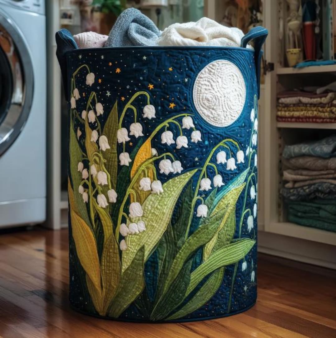 Lily of the Valley Quilted Laundry Basket - 20X28