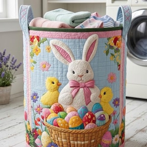 Tvättkorg med påskhareägg och anka, förvaringskorg med blomsterleksaker, förvaringskorg med fjärilskanin, förvaringskorg för barnrum i vårstil, påskpresent