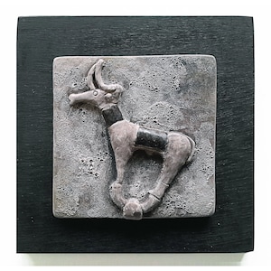 Mystic handmade, ancient,  Ceramic Wall Art Bronze Bull Relief,free delivery