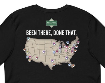 Camiseta de seguimiento de MLB Ballpark / Mapa del estadio de béisbol / Ballpark Tracker / Camisa de béisbol negra / Marque la camiseta de MLB Ballpark